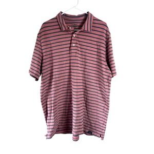 L.L. Bean Striped Polo Shirt Size XLT Tall‎ Traditional Fit Red Gray Casual